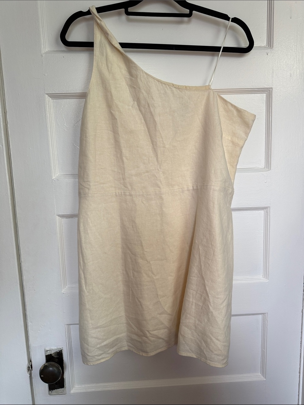 Hollister Linen Blend One-Shoulder Twist Ivory Mini Dress Size XL Petite - Picture 2 of 10